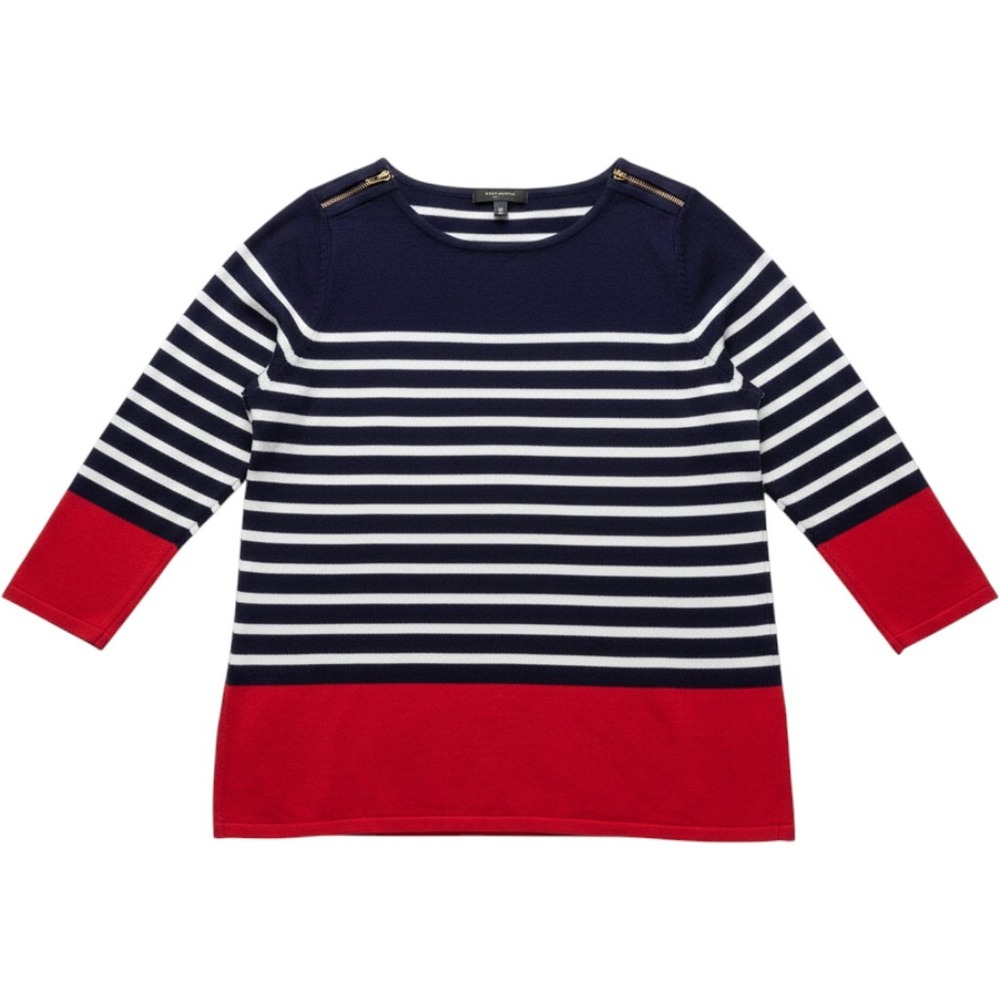 Spense Sweater Womens XL Multicolor Striped Boat Neck 3/4 Sleeve Knit Pullover